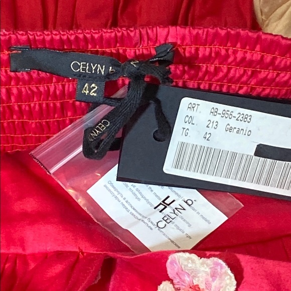 Celyn B. Elisabetta Franchi Red and Cream Pleated Embellished Mini Dress - Picture 2 of 9